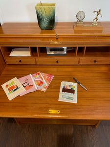 MCM Swedish Teak Roll Top Secretary Desk