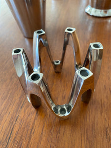 Elegant vintage silver plated Dansk JHQ candle holder. Looks beautiful with or without candles. Designed by Jens Harald Quistgaard for Dansk. Marked Dansk JHQ France- Cook Street Vintage