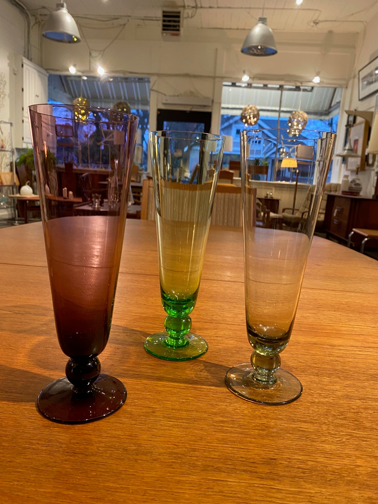 Set of 3 Colourful Pilsner/ Fluted Champagne/ Parfait Glasses