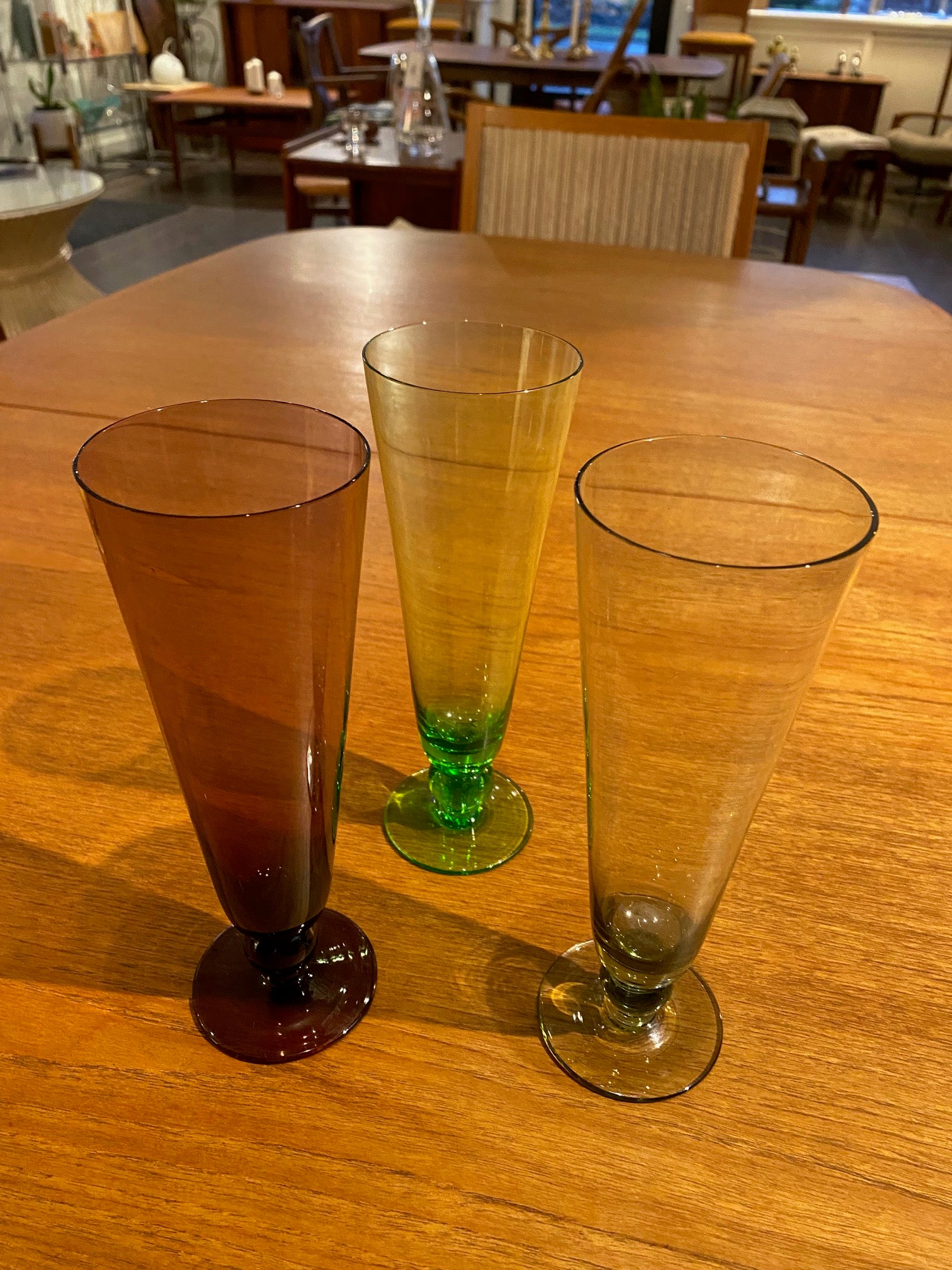 Set of 3 Colourful Pilsner/ Fluted Champagne/ Parfait Glasses