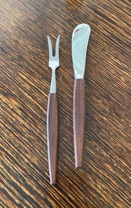 Ses-Helle Teak Pickle Fork and Cheese Knife