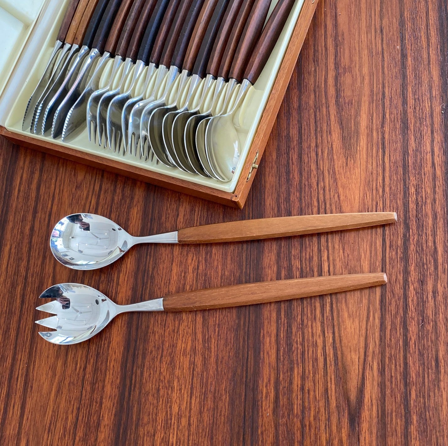 Ses-Helle Teak Salad Server Spoons