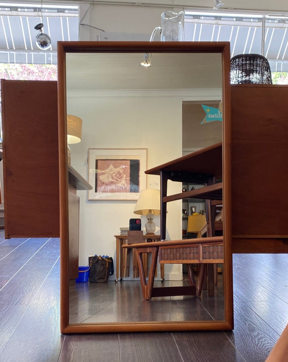 Large Vintage Teak Mirror