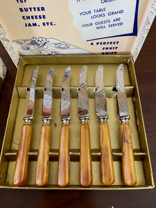 Set of 6 Vintage "Dinkee" Cheese knives with Bakelite Handles- Cook Street Vintage