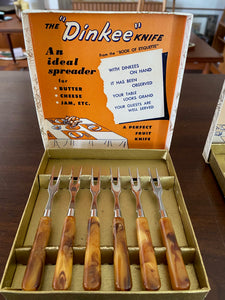 Set of 6 "Dinkee" Pickle Forks with Bakelite Handles- Cook Street Vintage