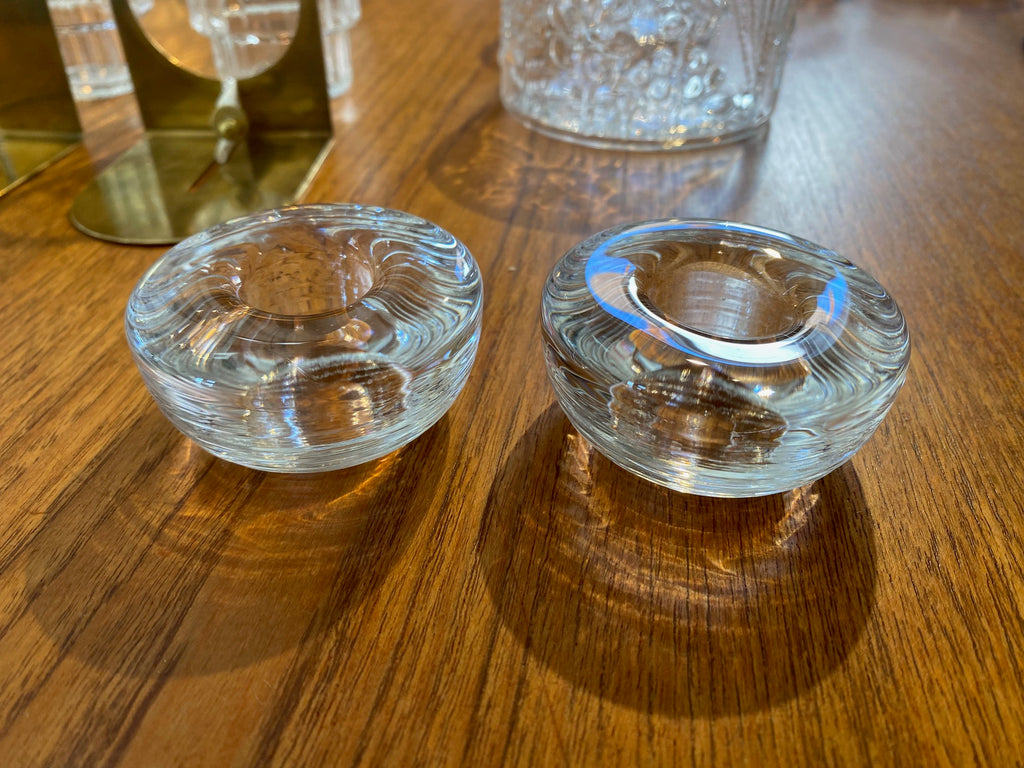 Pair of Iittala Maaru Glass Candle Holders- Cook Street Vintage
