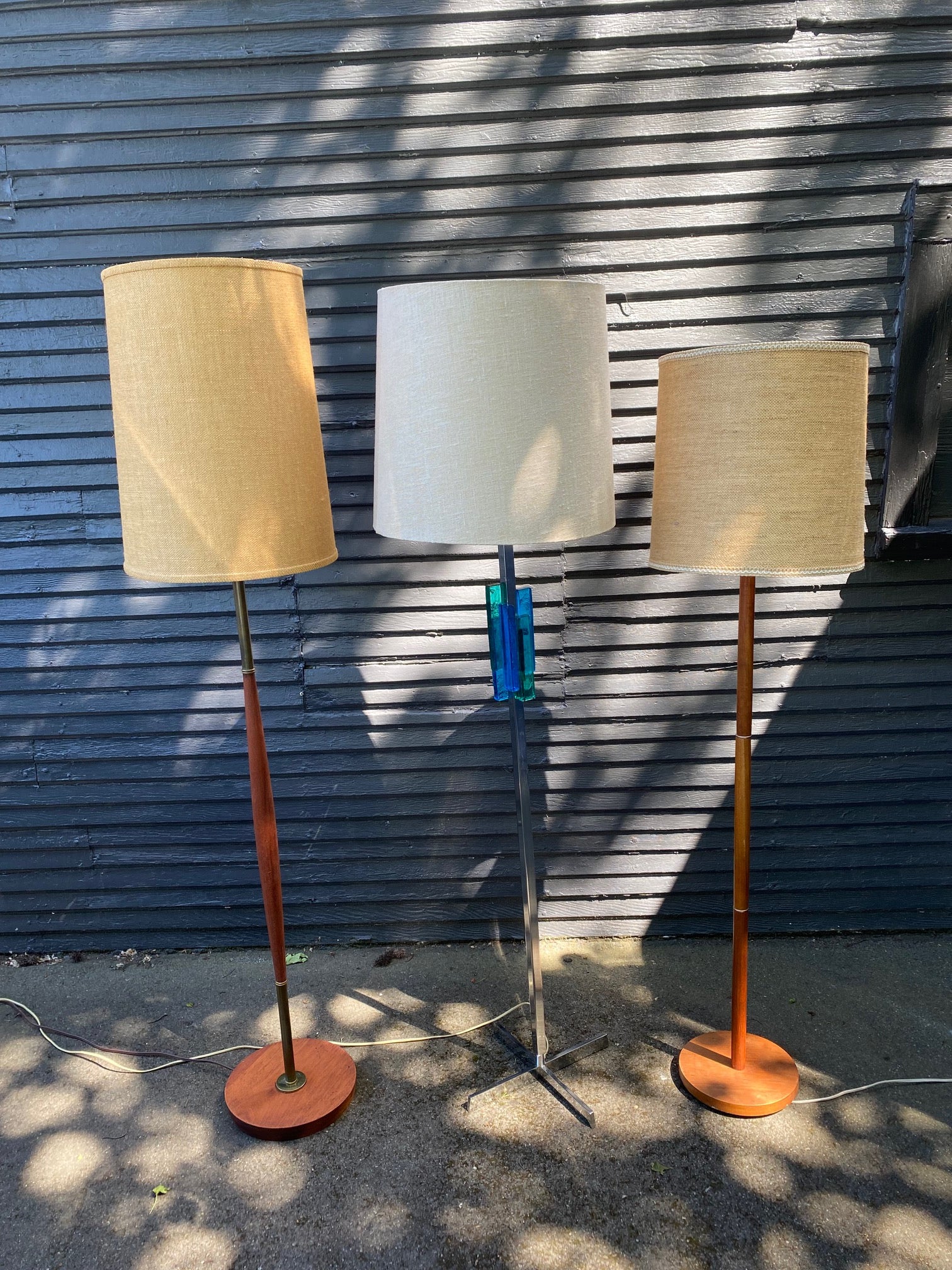 Mid-century Teak Floor Lamp with Metal Detail