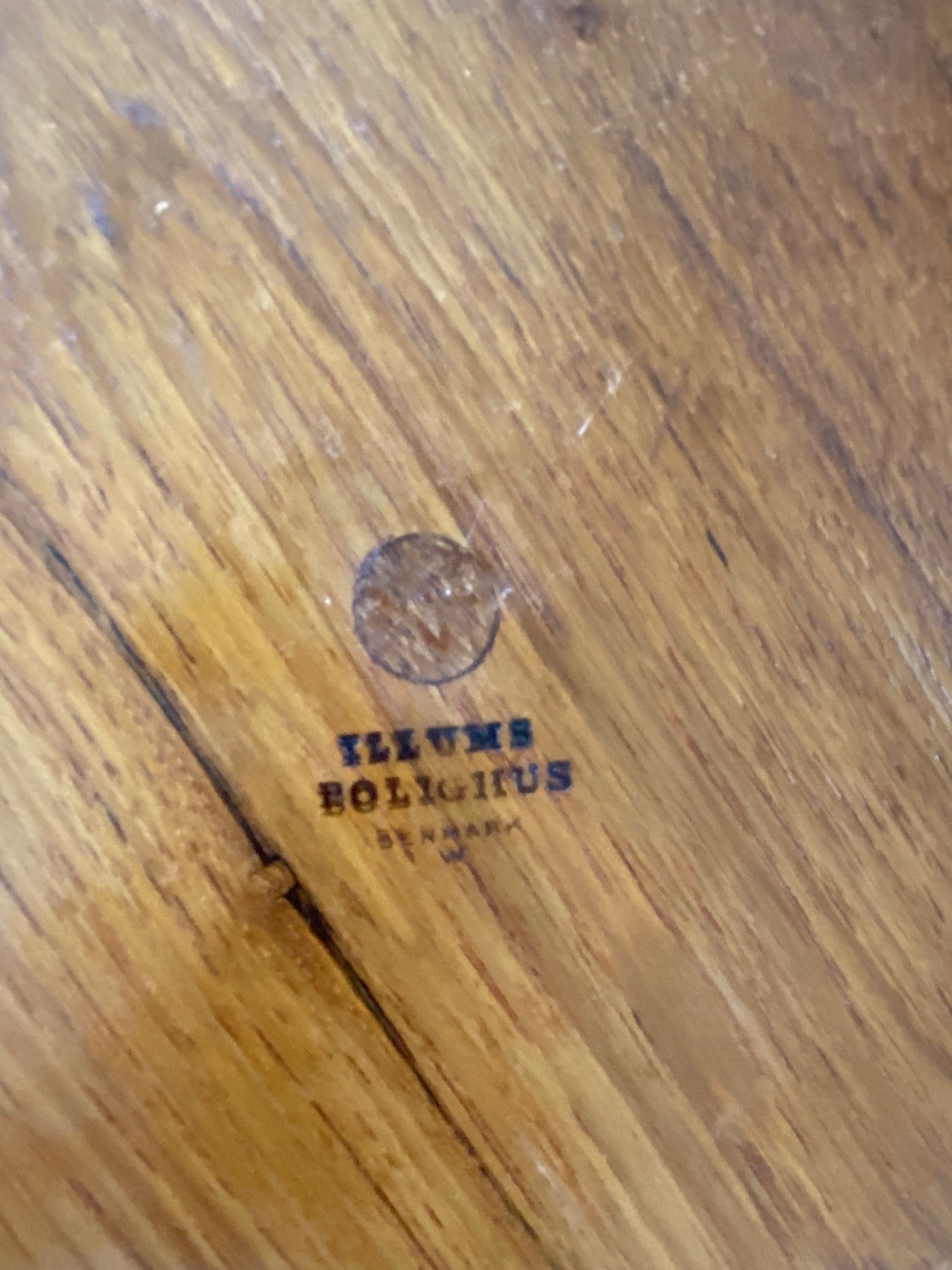 makers mark at bac of Set of 4  Illums Bolighus Danish Teak Chargers- Cook Street Vintage