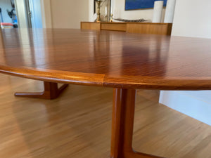 MCM Teak Round Pedestal Table with 2 Leaves