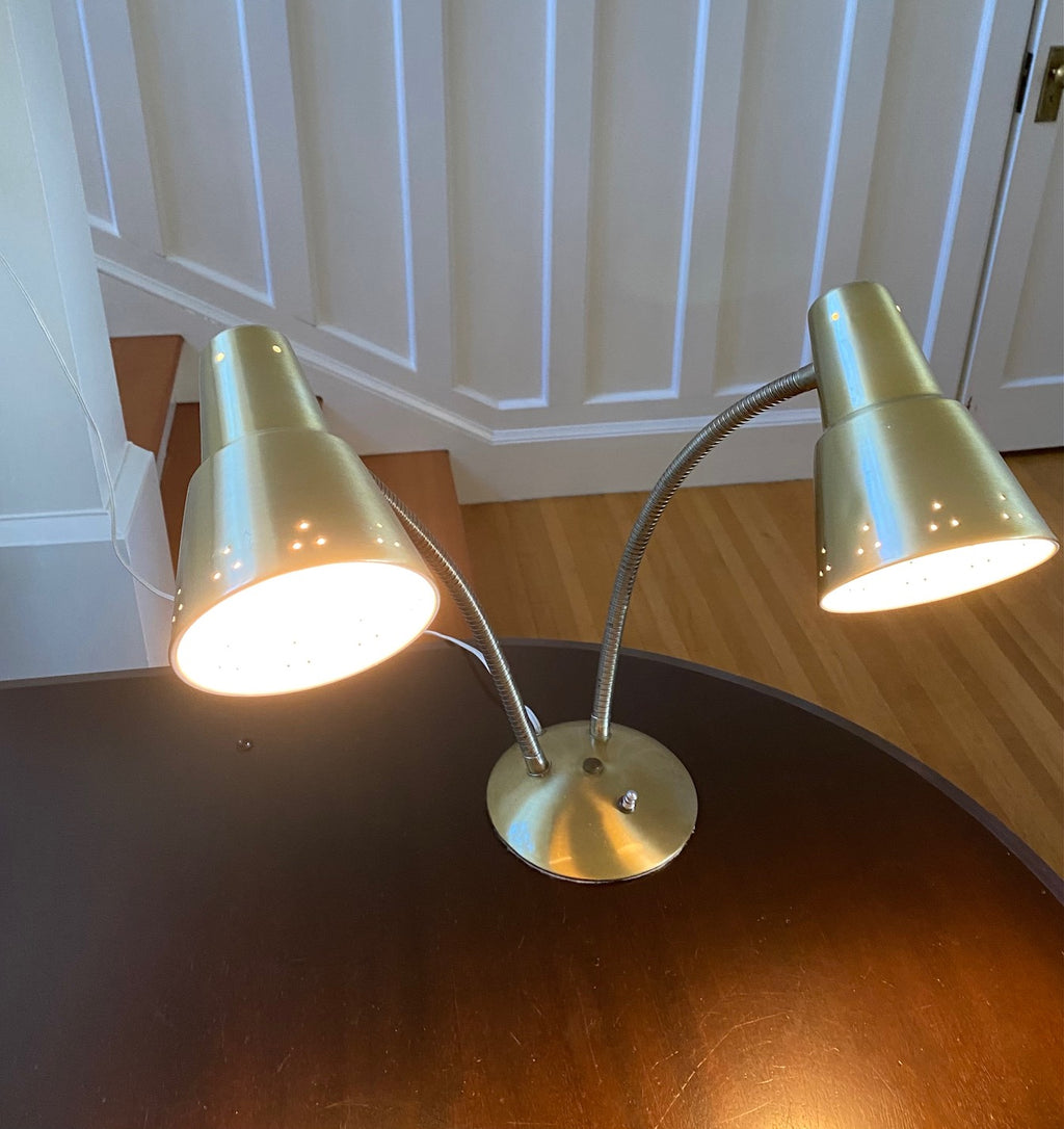 Double Gooseneck Desk Lamp- Cook Street Vintage