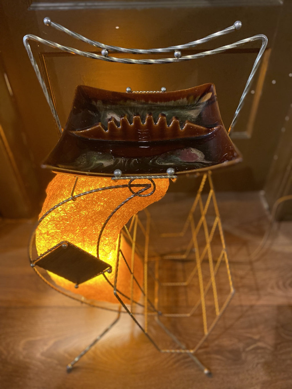 MCM Amber Spaghetti Crescent Lamp- Cook Street Vintage