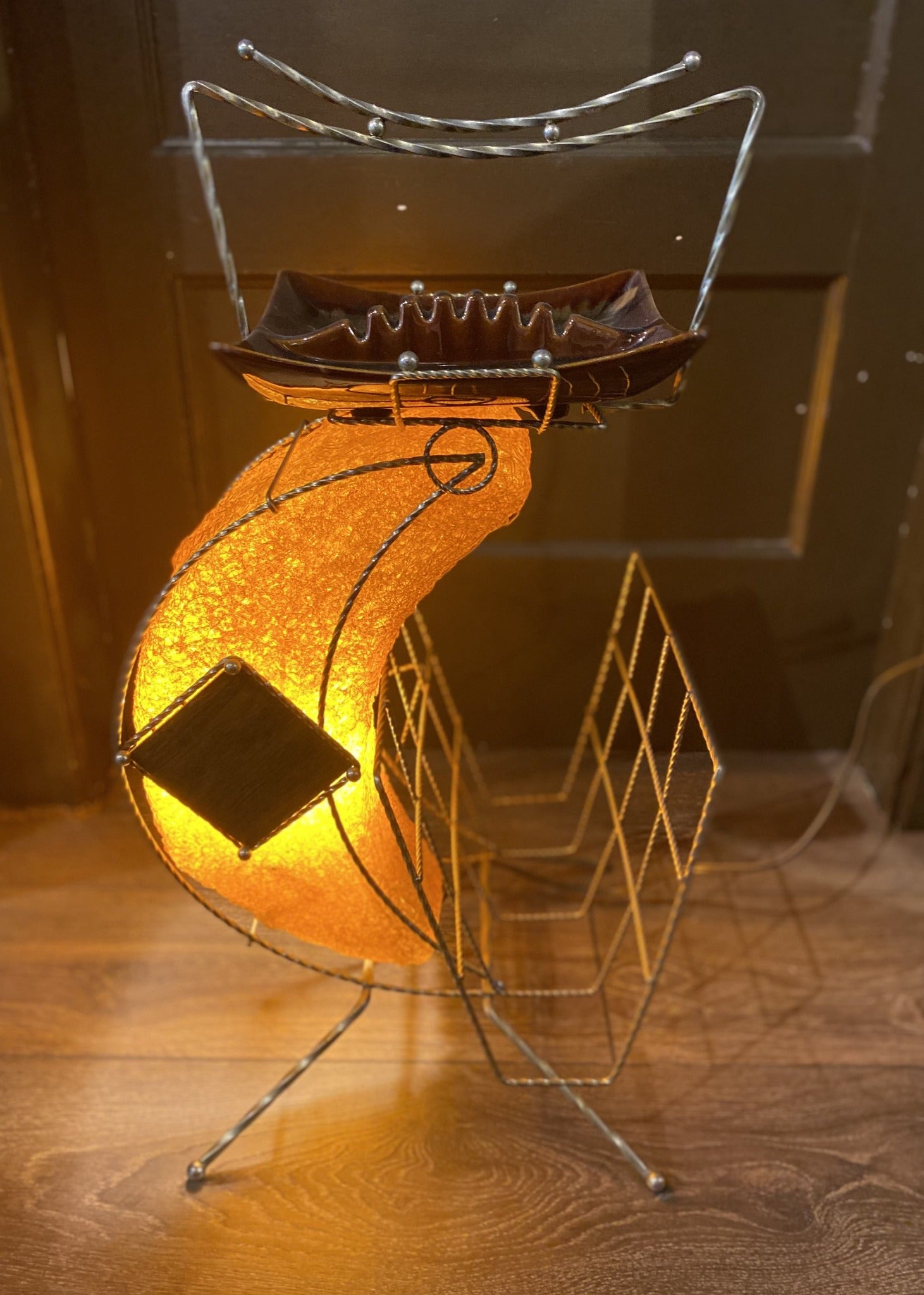 MCM Amber Spaghetti Crescent Moon Lamp Cook Street Vintage