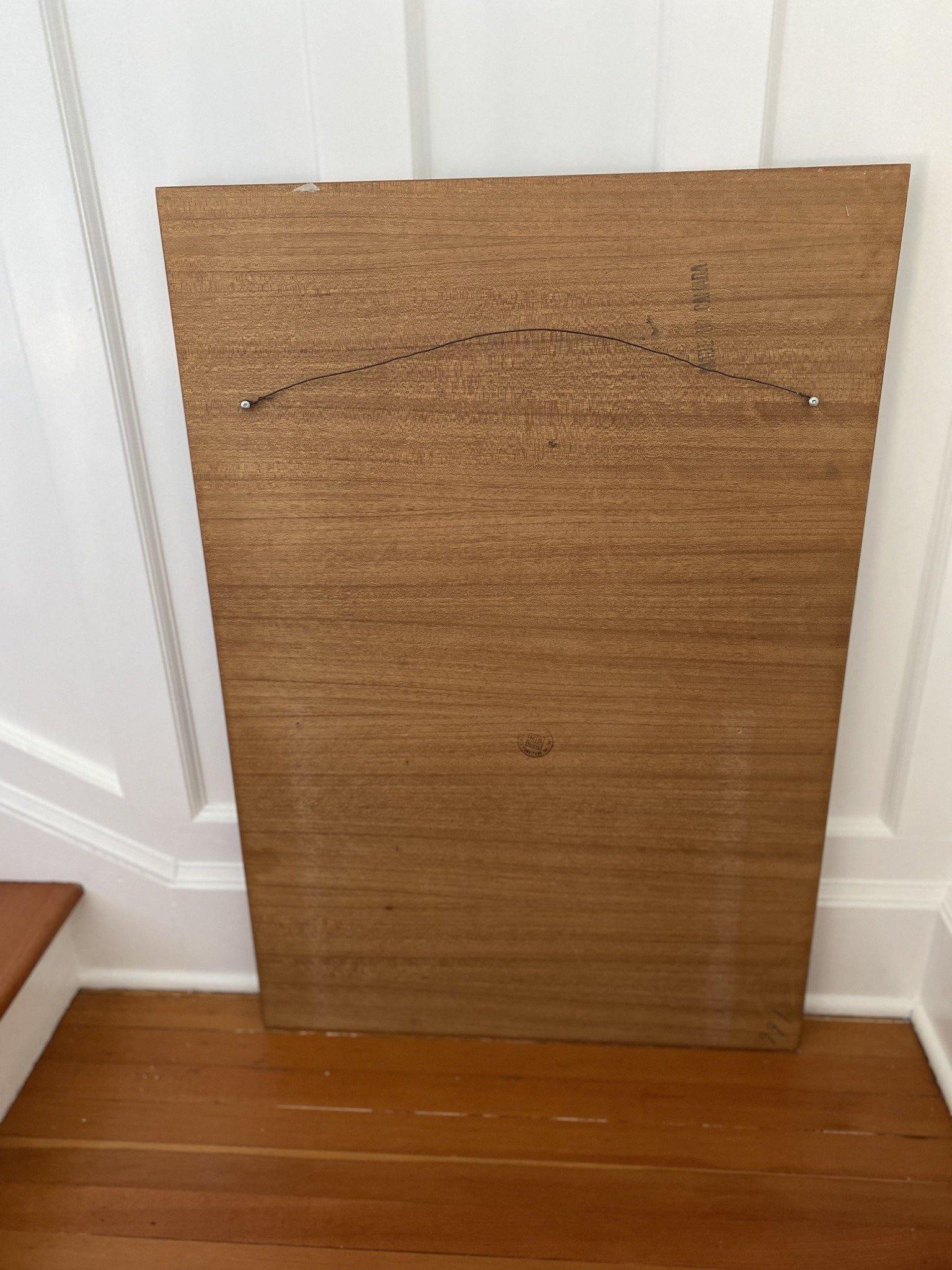 Full back view of vintage teak mirror by R.S. and Associates-Cook Street Vintage