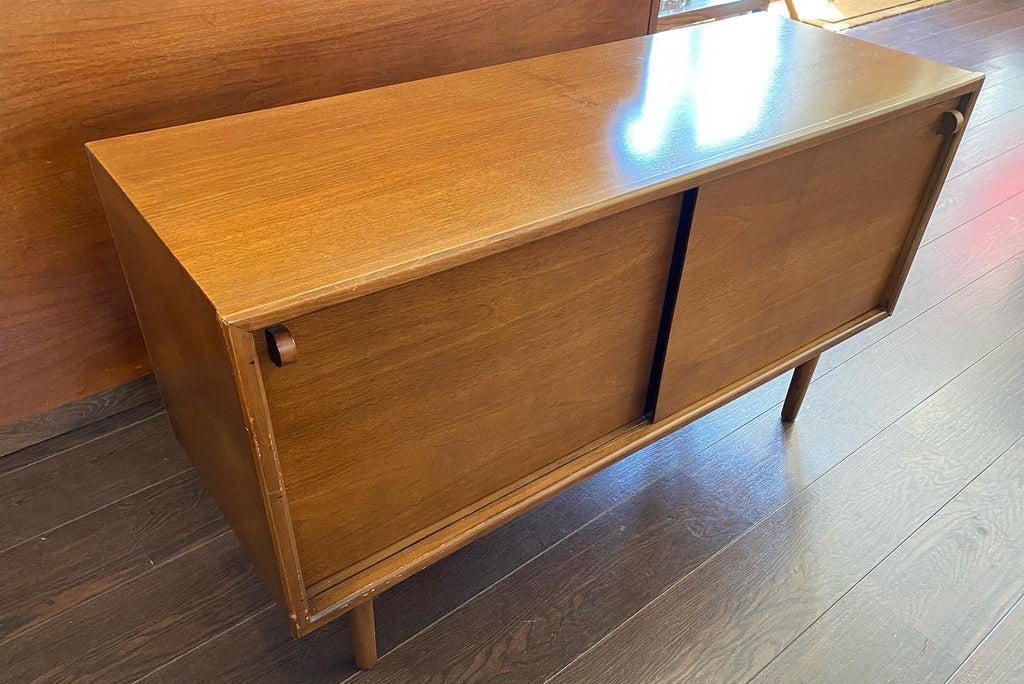 MCM Teak Vinyl Record Cabinet with sliding doors- Cook Street Vintage