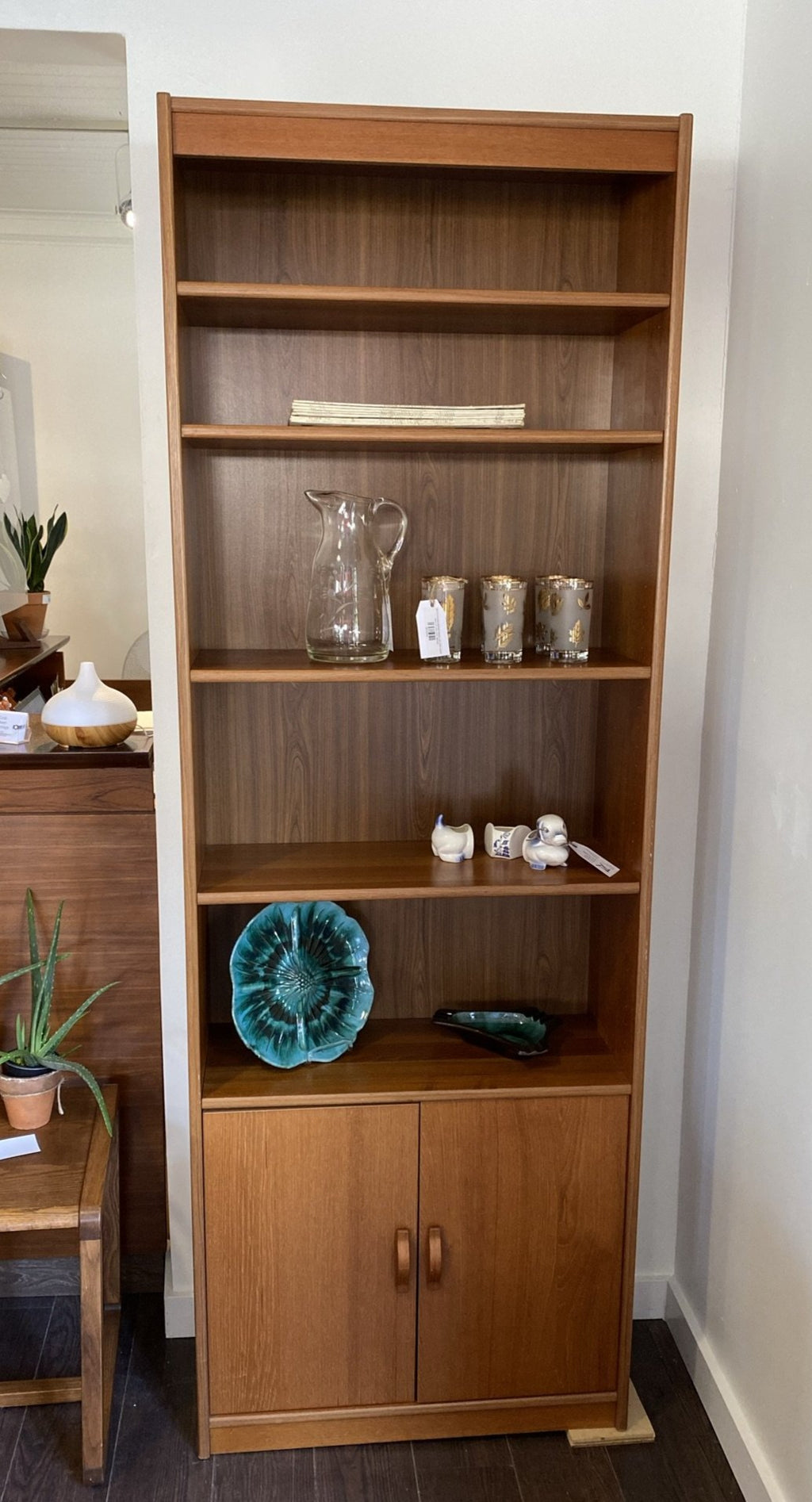 Danish Teak bookcase with five shelves and bottom cabinet- Cook Street Vintage