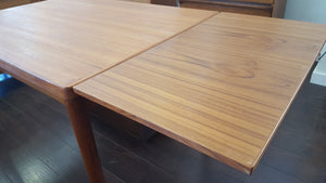 Hidden leaf of Vejle Stole & Mobelfabrik midcentury extending teak dining table- Cook Street Vintage