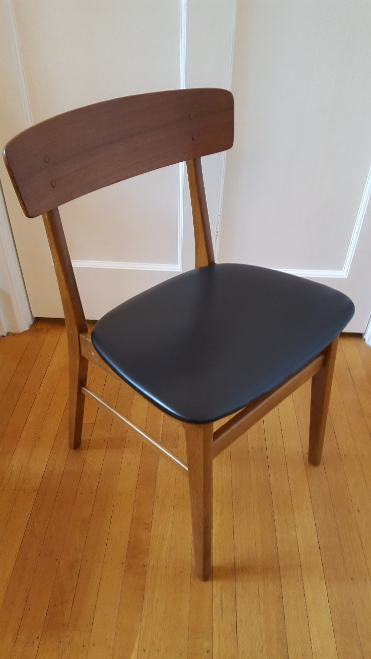 Midcentury dining chair with black vinyl seat- Cook Street Vintage