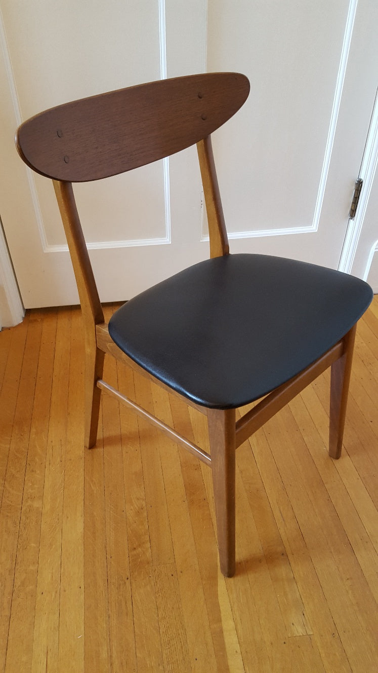 Oval molded back dining chair with black vinyl seat- Cook Street Vintage