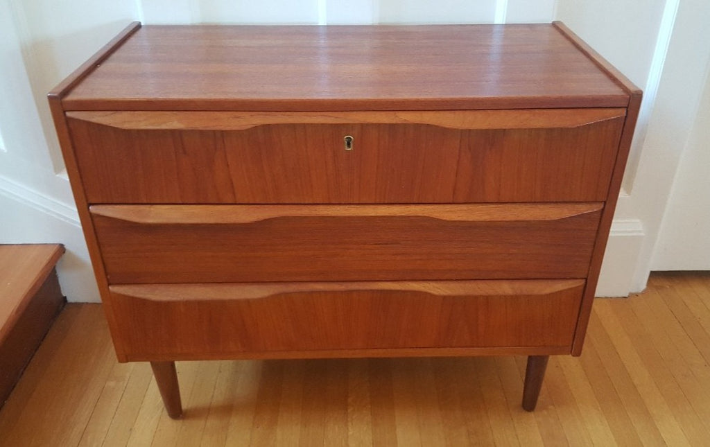 Midcentury Danish modern low boy 3 drawer dresser front-Cook Street Vintage