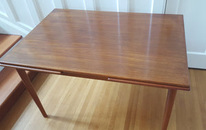Rectangular MCM teak dining table with extendable leaves- Cook Street Vintage