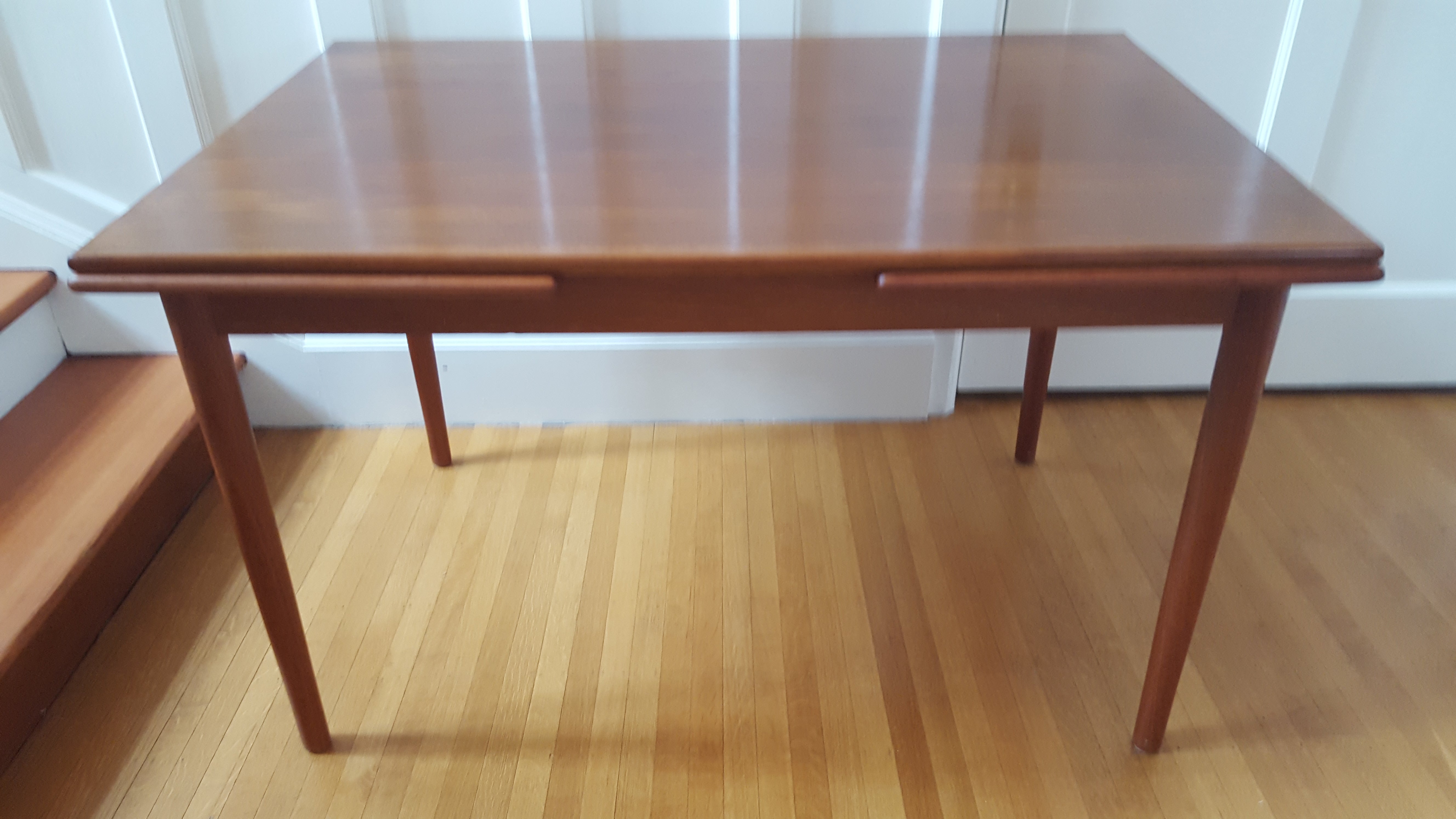 Rectangular Midcentury teak dining table with hidden leaves- Cook Street Vintage