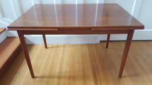 Rectangular Midcentury teak dining table with hidden leaves- Cook Street Vintage