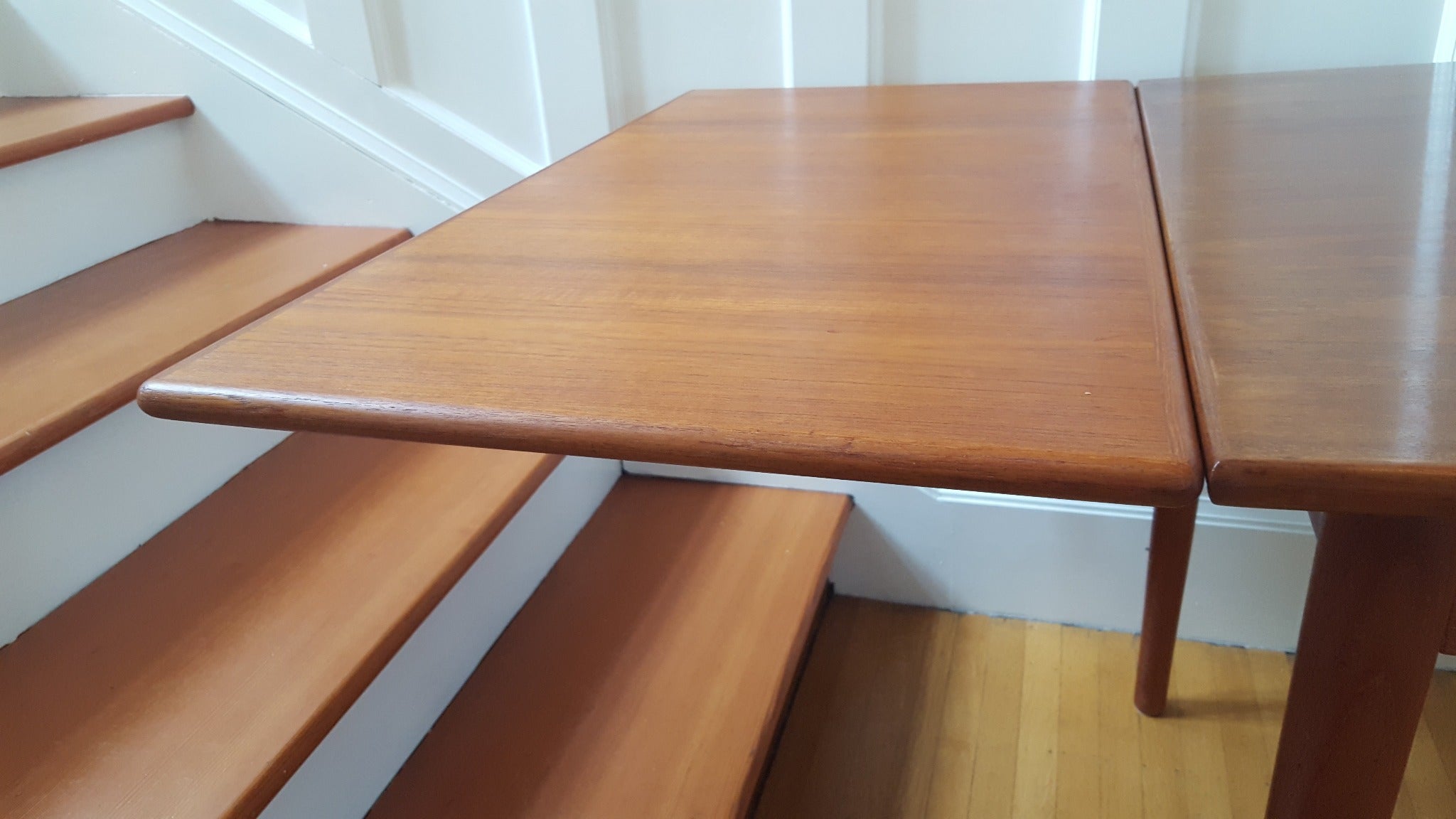 Extended leaf from rectangular midcentury Danish design teak dining table- Cook Street Vintage