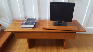 Vintage teak coffee table with 2 drawers and  rotating tv stand- Cook Street Vintage