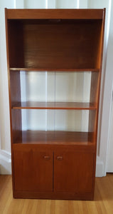 Tall Vintage Teak Bookcase with Bottom Cabinet - Coo Street Vintage