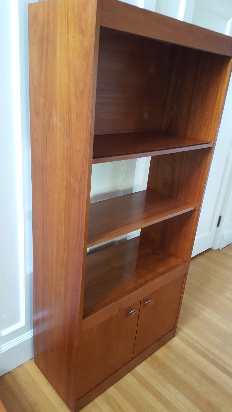 Tall Vintage Teak Bookcase with Bottom Cabinet - Coo Street Vintage