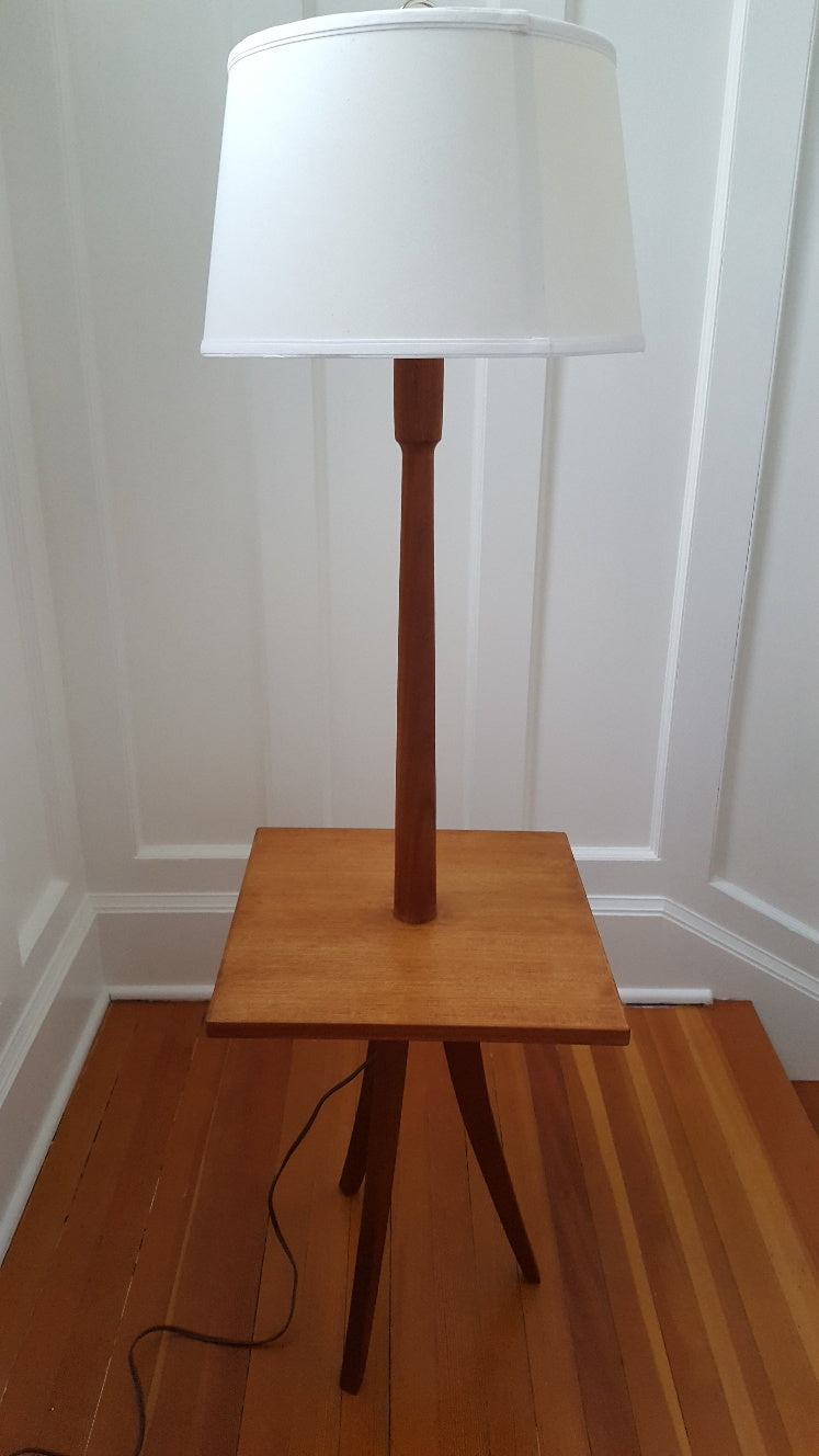 Vintage Teak Tripod Leg Floor Lamp- Cook Street Vintage