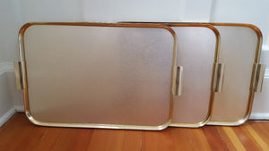 Midcentury Three Level Folding Gold Tea Trolley removable trays- Cook Street Vintage