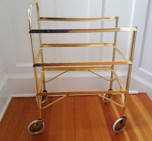 Midcentury Three Level Folding Gold Tea Trolley- Cook Street Vintage