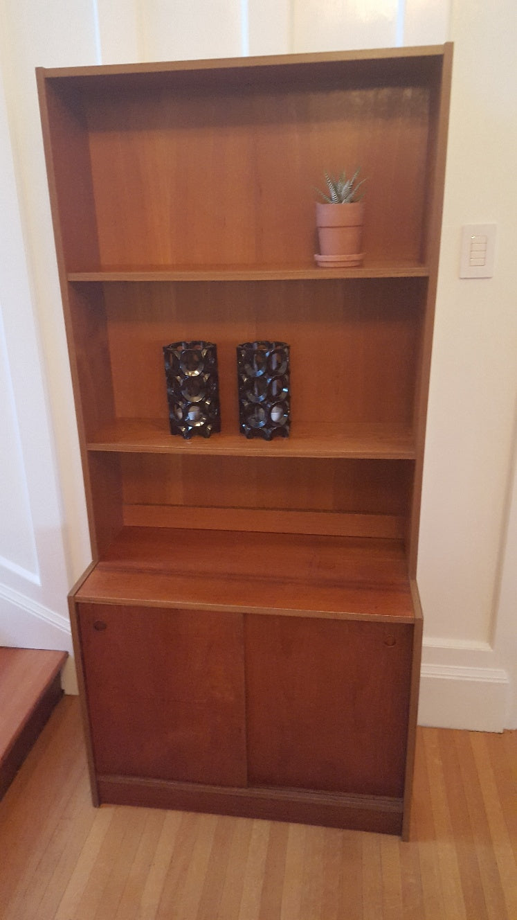 Swedish Teak Bookshelf with Lower Cabinet- Cook Street Vintage