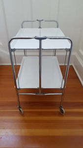 Vintage Metal Folding Trolley, bar cart, hospital cart, coffee and tea wagon- Cook Street Vintage