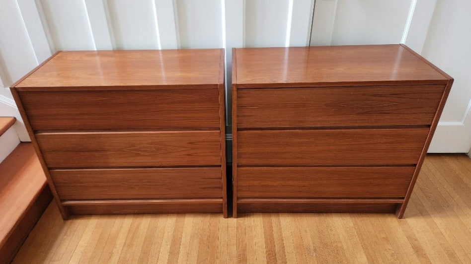 two Classic mid-century teak dresser with 3 dove tailed drawers- Cook Street Vintage
