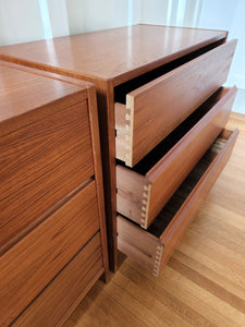 Classic mid-century teak dresser with 3 dove tailed drawers- Cook Street Vintage