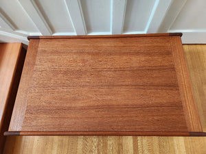 Top view of Beautiful MCM teak coffee table. Designed by Svend madsen for Karl Lindegaard. Made in Denmark Cook Street Vintage