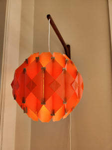 Mid-century Wall Mounted Orange Teak Swag Light Fixture