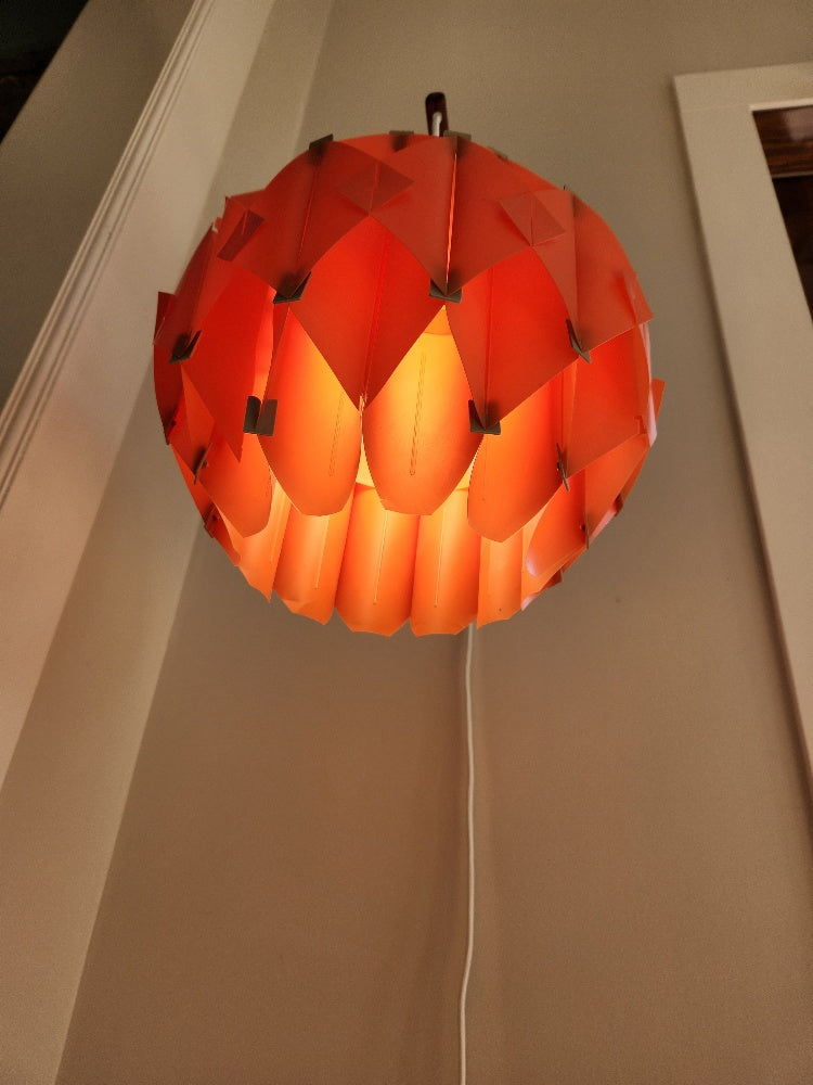 Mid-century Wall Mounted Orange Teak Swag Light Fixture