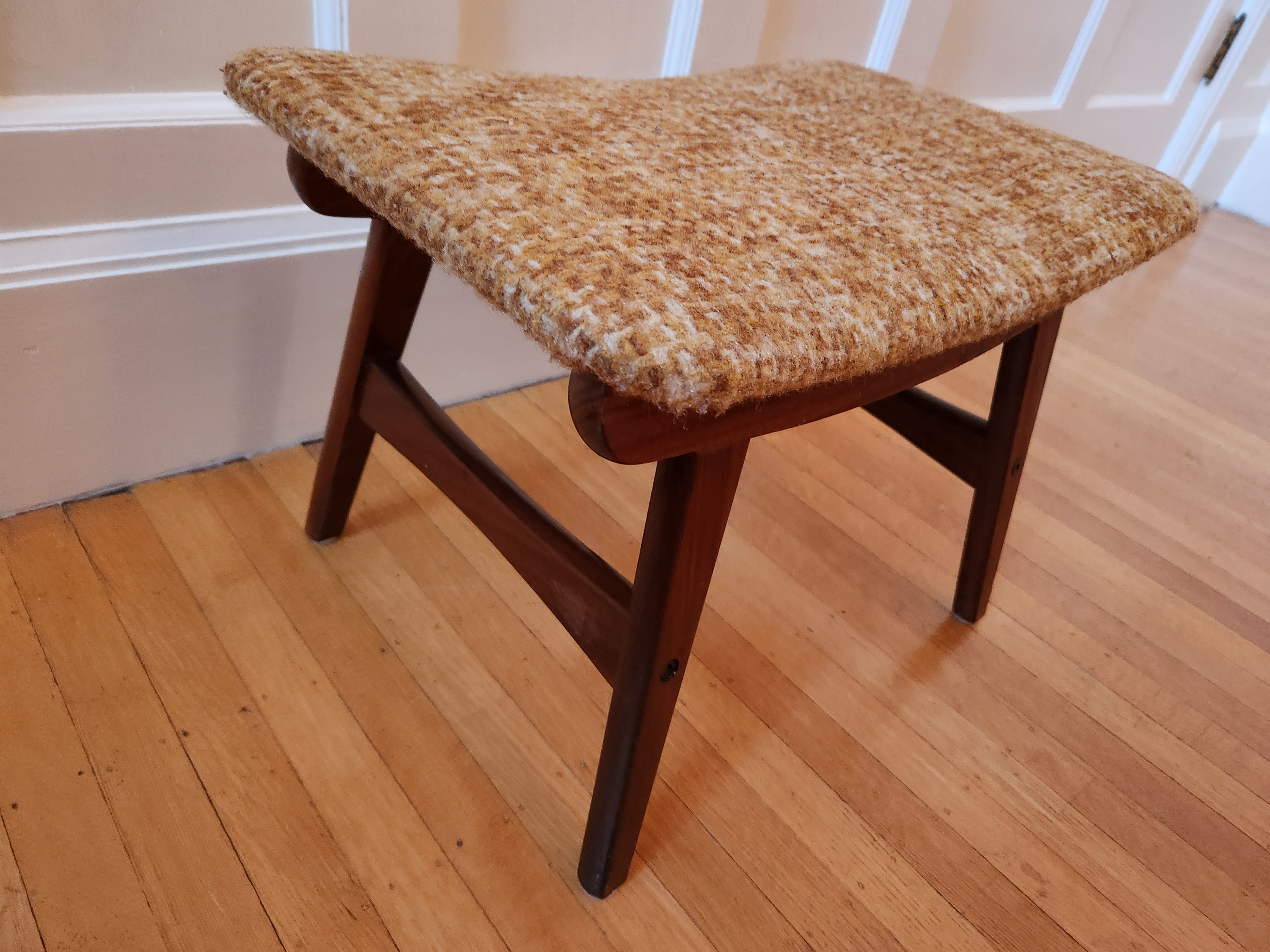 Side view of Mid-century Fredly Möbelfabrik Teak Ottoman- Cook Street Vintage