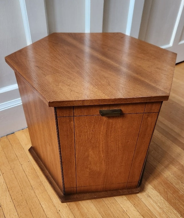 Hexagonal Walnut End Table