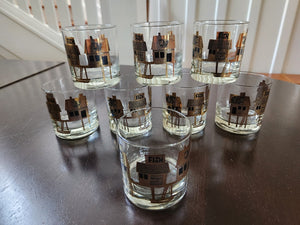 Couroc Fish market whiskey low ball glasses- Cook Street Vintage