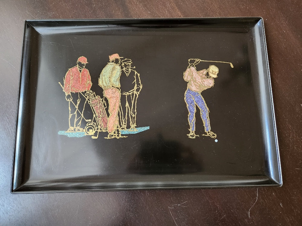 Fabulous Golf Themed Tray by Couroc of Monterey- Cook Street Vintage