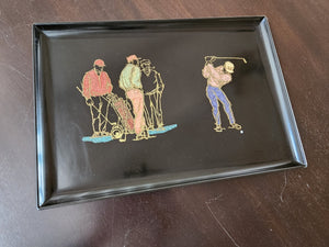 Fabulous MCM Golf Themed Tray by Couroc of Monterey
