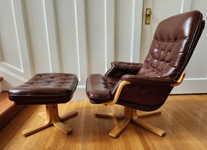 Reclining Swivel Lounge Chair and Ottoman
