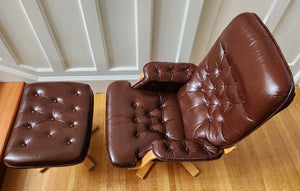 Reclining Swivel Lounge Chair and Ottoman