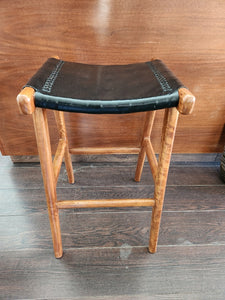 Wooden Stool with Vinyl Seat