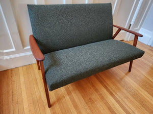 MCM Teak and Wool Loveseat