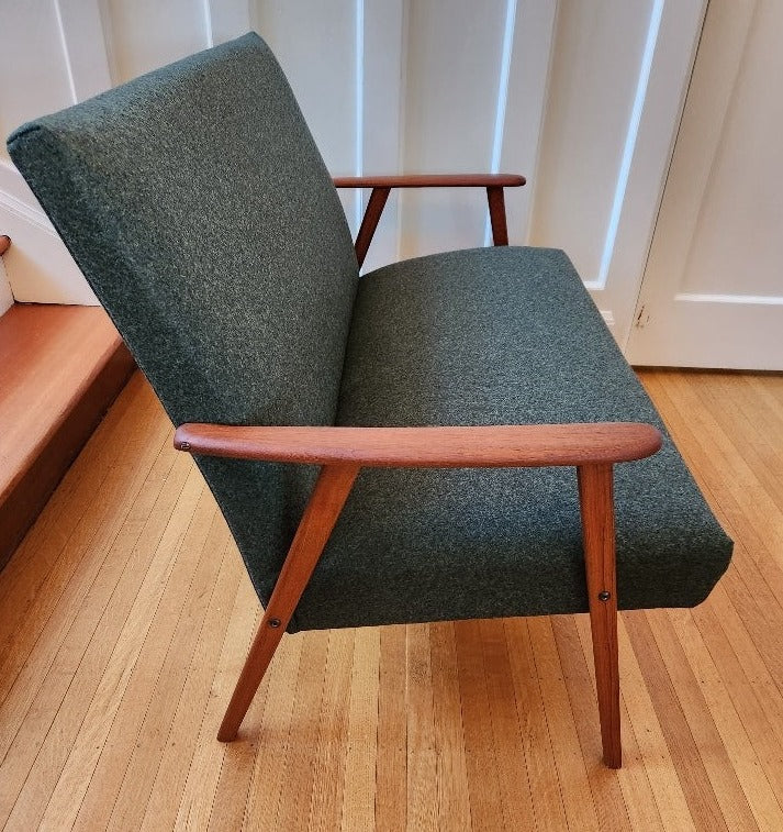 MCM Teak and Wool Loveseat